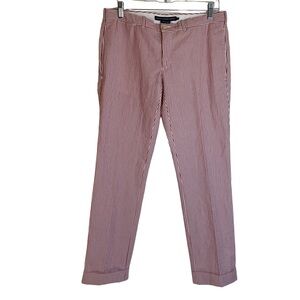 Ralph Lauren Sport Red/White Seersucker Cuffed Womens Pants Sz 6